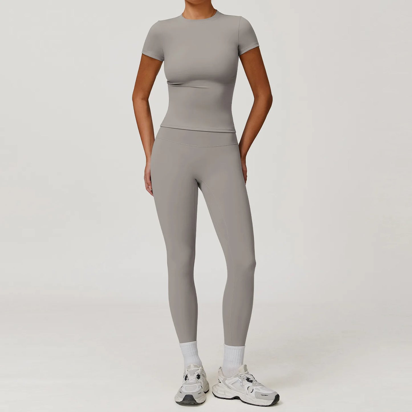 Women Yoga Set 2PCS Workout Set Sportswear Gym Clothing Fitness Long Sleeve High Waist Leggings Cycling Shorts WORKOUT REVOLUTION