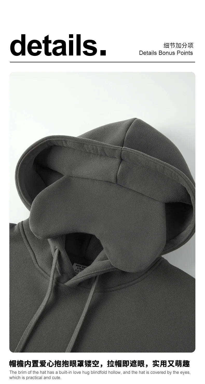 Unisex Fleece Hoodie with sleepy eye mask for travel
