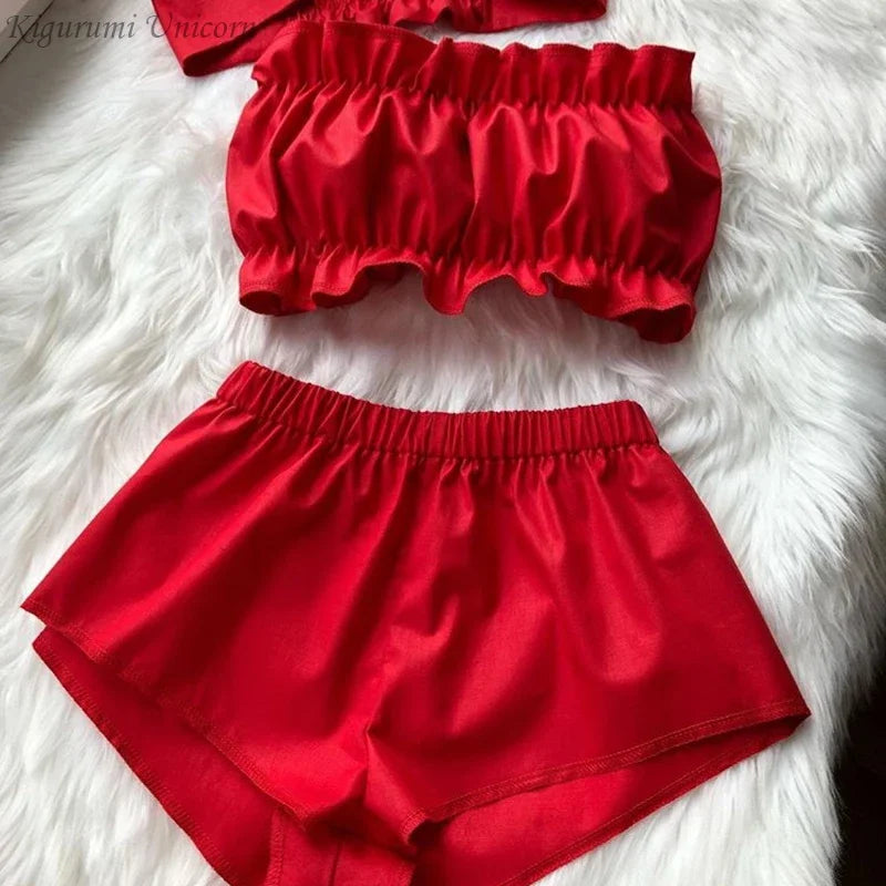 Breathable Pajama Set for Women with Warm Nights Satin Sleepwear