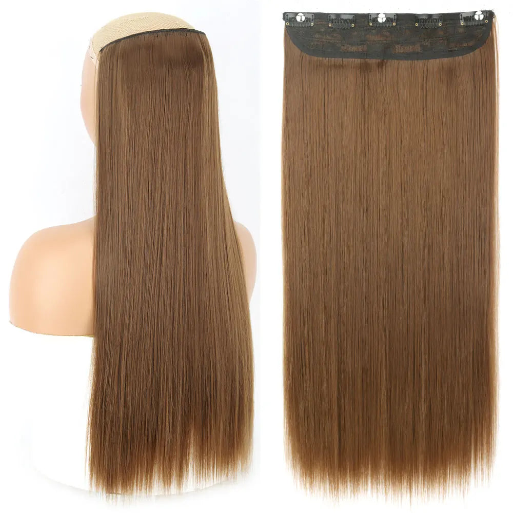 Heat-Resistant Clip-In Hair Extensions Five Clips for Dark Hair