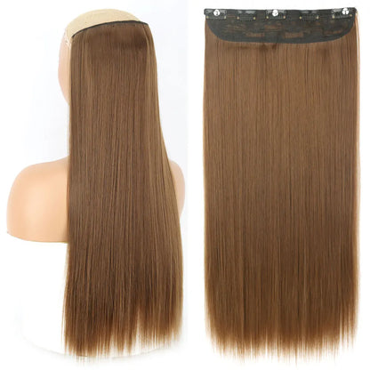 Heat-Resistant Clip-In Hair Extensions Five Clips for Dark Hair