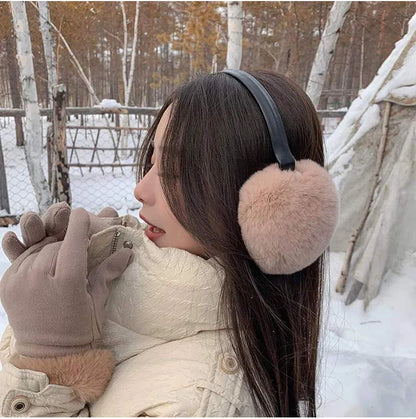 Natural 100% Rex Rabbit Fur Earmuffs Fashion Women Warm Russia Winter Real Fur Earmuffs Children Ear Cover fur Earlap Girl