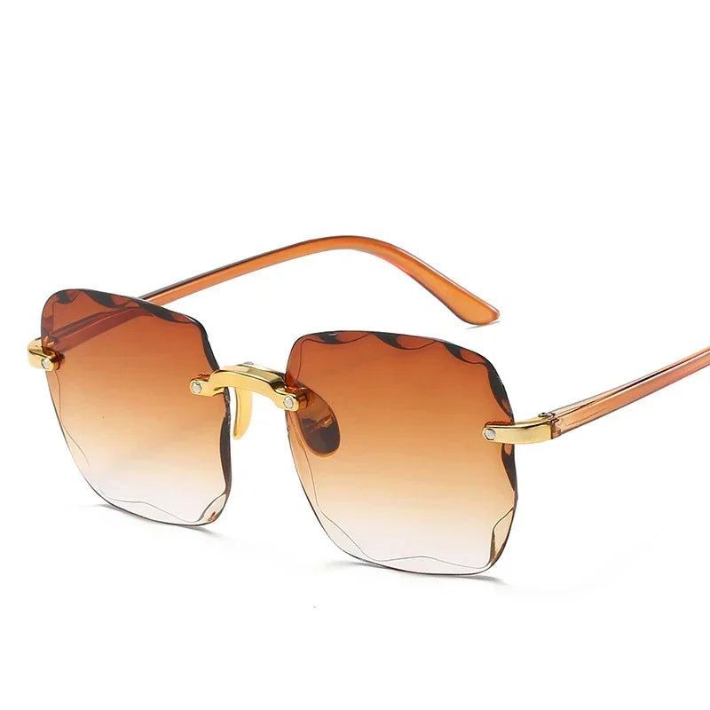 Rimless Sunglasses Unisex Square UV400 Protection All Day Comfort