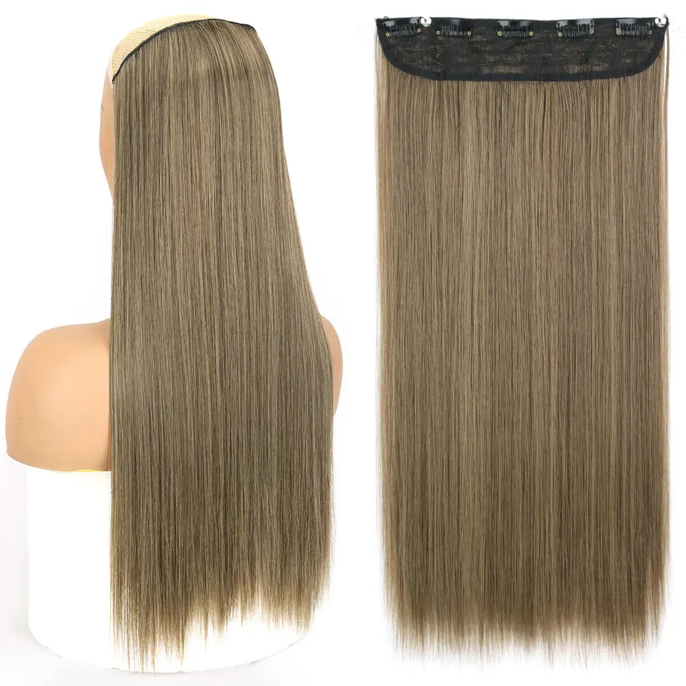 Heat-Resistant Clip-In Hair Extensions Five Clips for Dark Hair