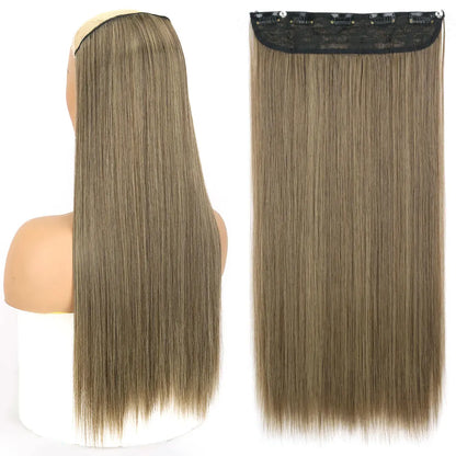 Heat-Resistant Clip-In Hair Extensions Five Clips for Dark Hair