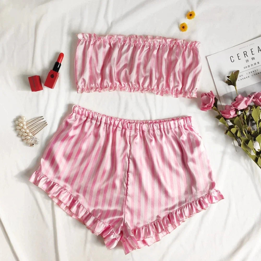 Breathable Pajama Set for Women with Warm Nights Satin Sleepwear
