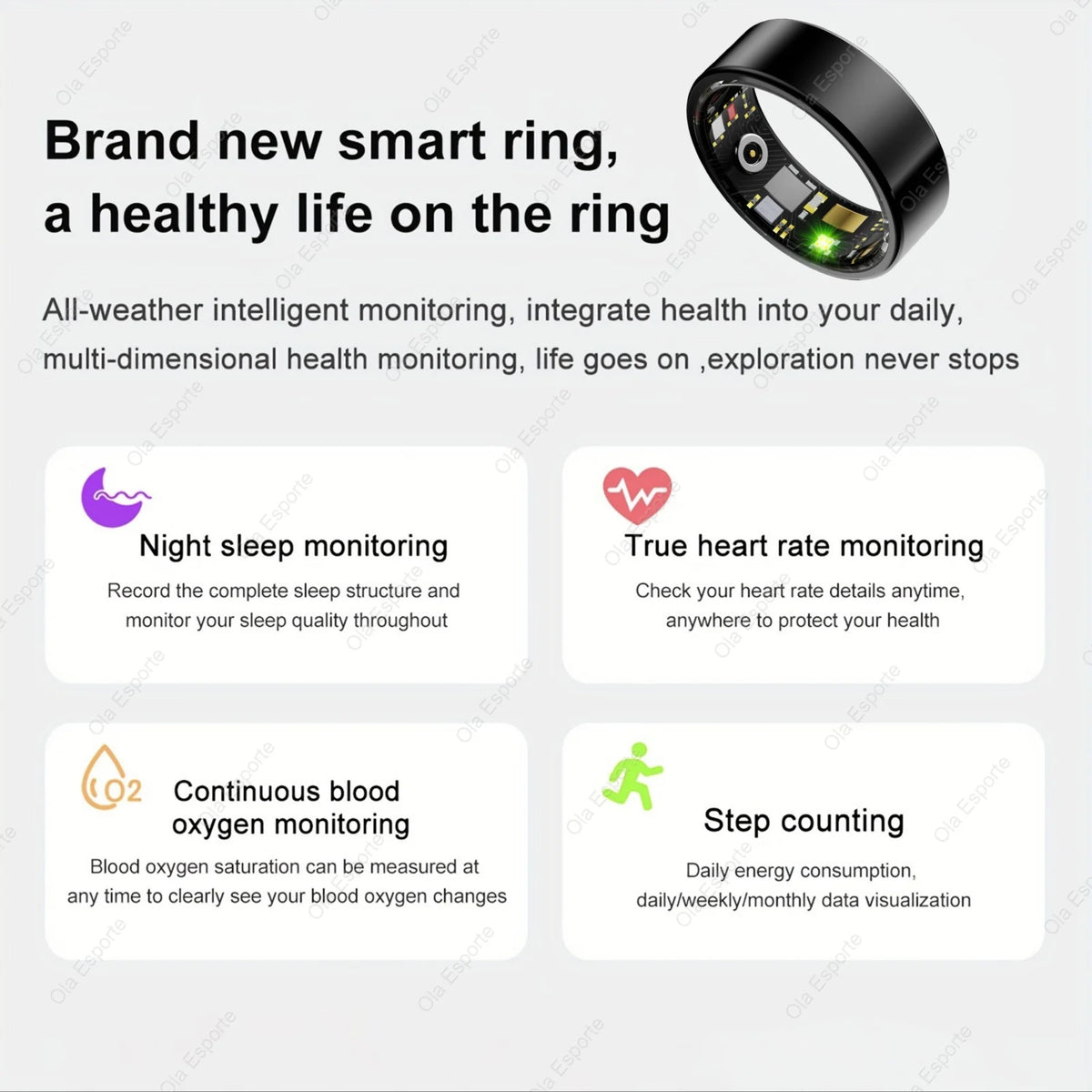Smart ring tracking sleep heart rate and blood oxygen