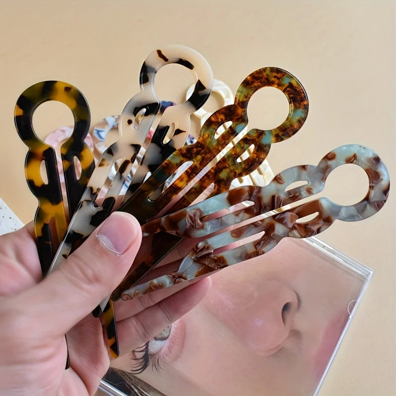 Hairpin U-shape hair fork for bridal updos with tortoise shell pattern