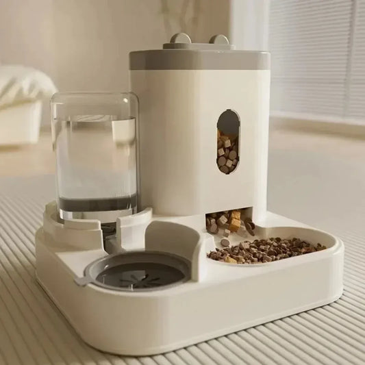 Automatic Pet Feeder with Water Fountain - Large Dispenser for Cats Dogs Puppy Kitten