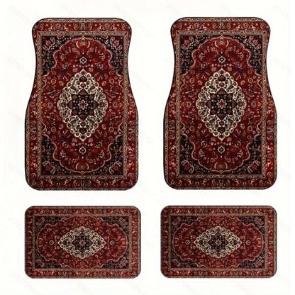 4Pcs Bohemian Car Floor Mats Rubber Back Heavy Duty Persian Carpet Car Decoration Dirty Resistant Car Floor Protector Rugs