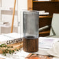 Crystal Glass Vase With Solid Wood Base In Modern Style With Slim Profile For Centerpiece Display