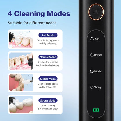 Electric Tooth Polisher - 4 Modes Dental Tartar Remover Plaque Stains Cleaning Teeth Whitening Tool