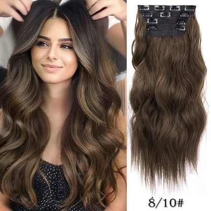 Synthetic Clip In Hair Extensions 11Color Synthetic Clip In Hair Extensions Long Wavy 4Pcs/Set Piece 11 Clip-In Hairpieces