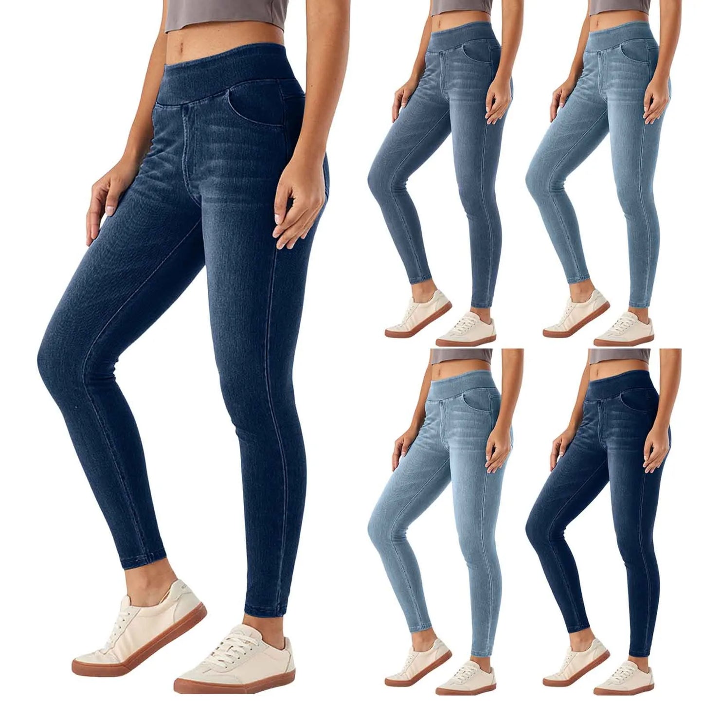 Slim Jeans High Waist Pull-On Denim with Stretchy Fit for Women