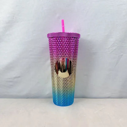 2026 Luxury Diamond Cold Cup Tumbler with Straw | Double Wall Iced Coffee Cup | Starbucks-Style Reusable Cup