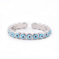 Adjustable Ring with Blue Evil Eye Open Copper Gold Tone Zircon Accent