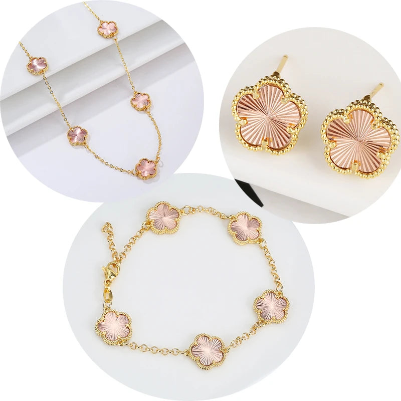 Silver Plated Rose Gold Clover Bracelet - Luxurious High Quality Jewelry for Women