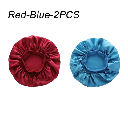 Women Satin Bonnet Wide Band Elastic Sleep Cap Hair Care Head Wrap Beauty Spa Bathing Hat Night Sleeping Cap for Curly Long Hair