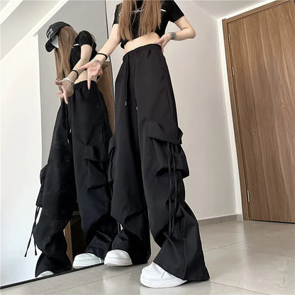 Baggy Cargo Pants with Elastic Waist and Ultra Spacious Large Pockets