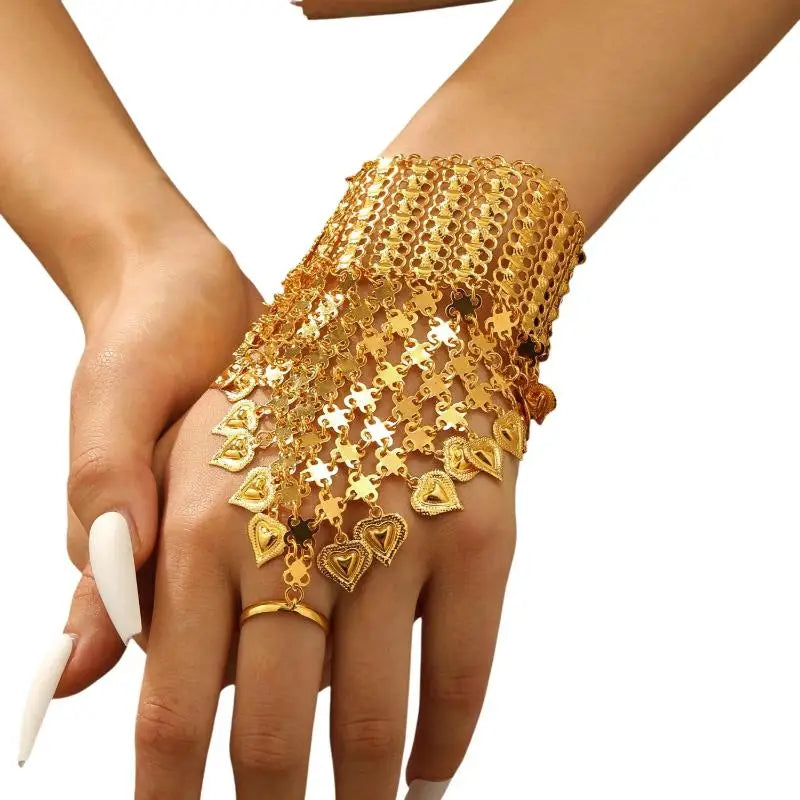 Women’s crystal hand chain wrap bracelet with layers