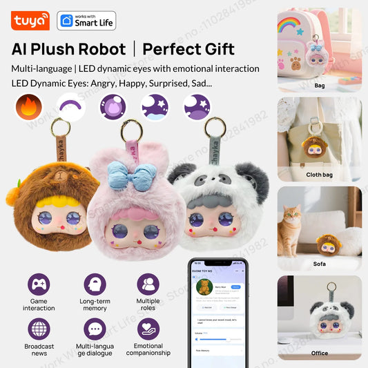 2026 Smart AI Plush Robot with LED Eyes & Voice Control – Interactive USB Rechargeable Companion for All Ages