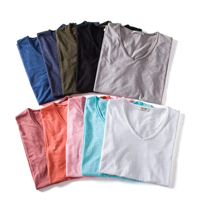 Soft V-Neck Tee For Men With 100 Percent Cotton Breathable Fit