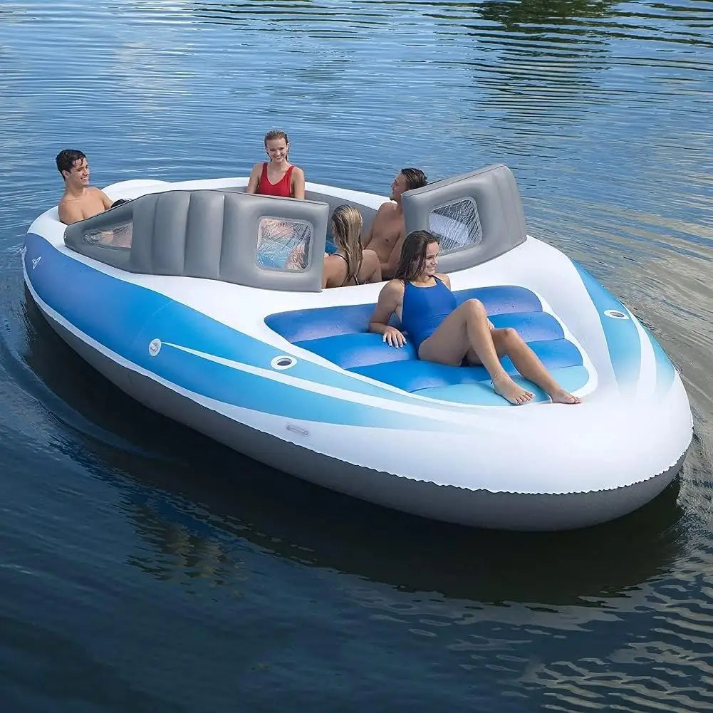Durable Inflatable Island Bed for Six with Pirate Ship Design Outdoors