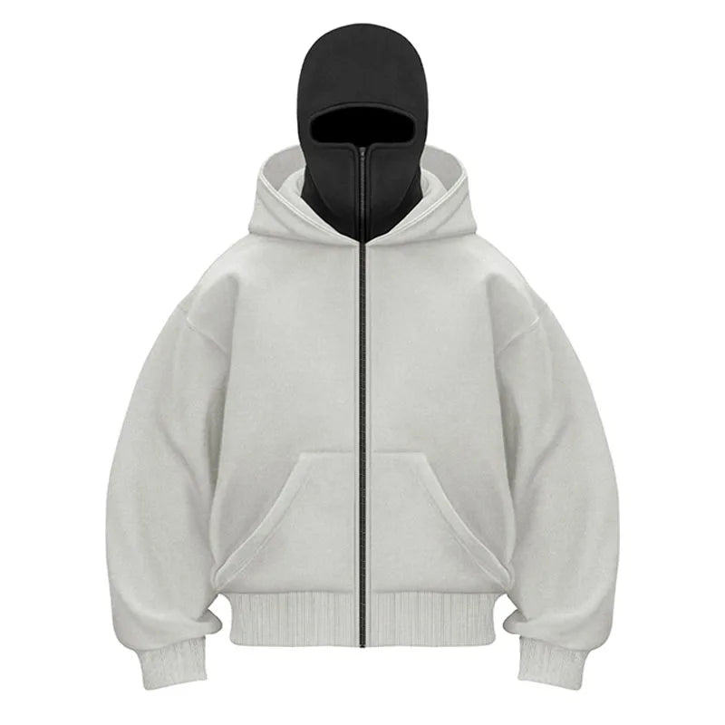 Unisex Cotton Fleece Hooded Zip Up Sweatshirt With Plain Design And Front Pouch Pocket