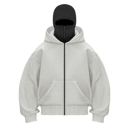 Unisex Cotton Fleece Hooded Zip Up Sweatshirt With Plain Design And Front Pouch Pocket