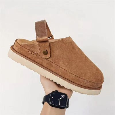 Designer Suede Platform Clog Slides - Unisex Warm Thick Sole Slip-On Shoes