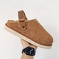 Designer Suede Platform Clog Slides - Unisex Warm Thick Sole Slip-On Shoes