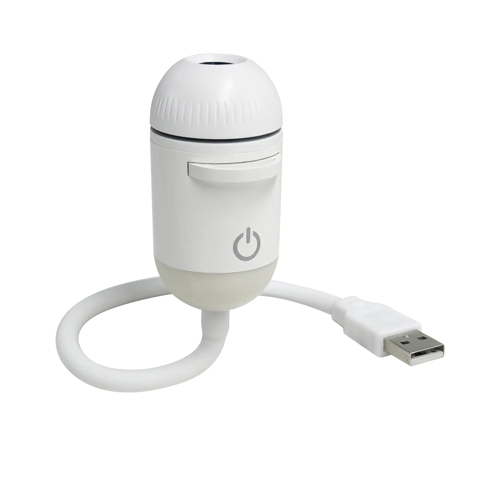 White portable LED star projector with USB cable for room decor lighting.