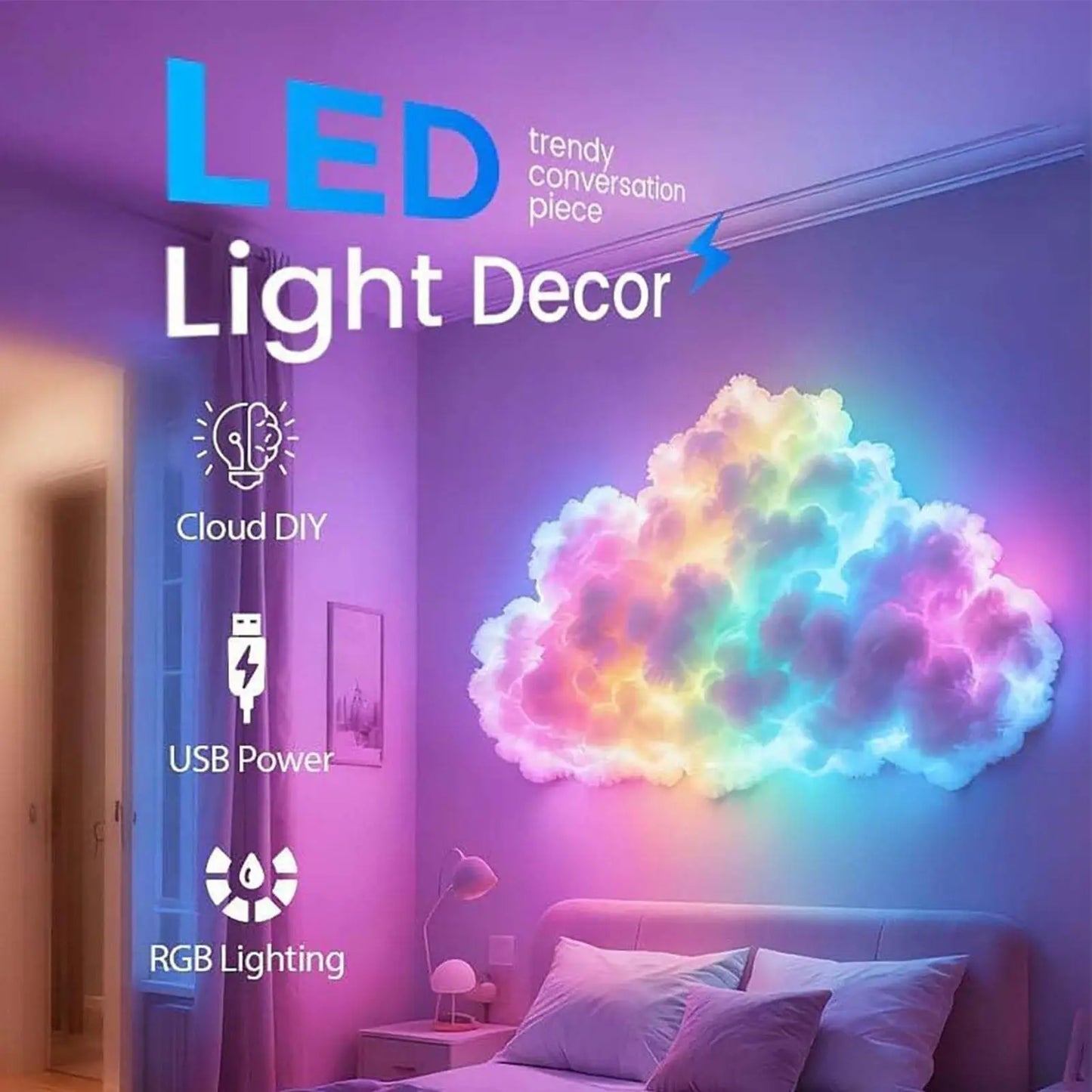 Cloud Shaped Led Ceiling Light with Color Changing Glow