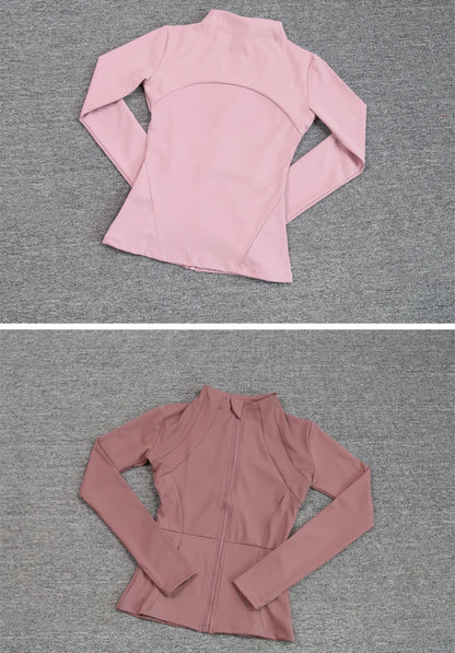 Luxe Yoga fitted Coat Women's Slimming Long Sleeve Fast Running Thin Pilates Fitness Suit Top Clothing