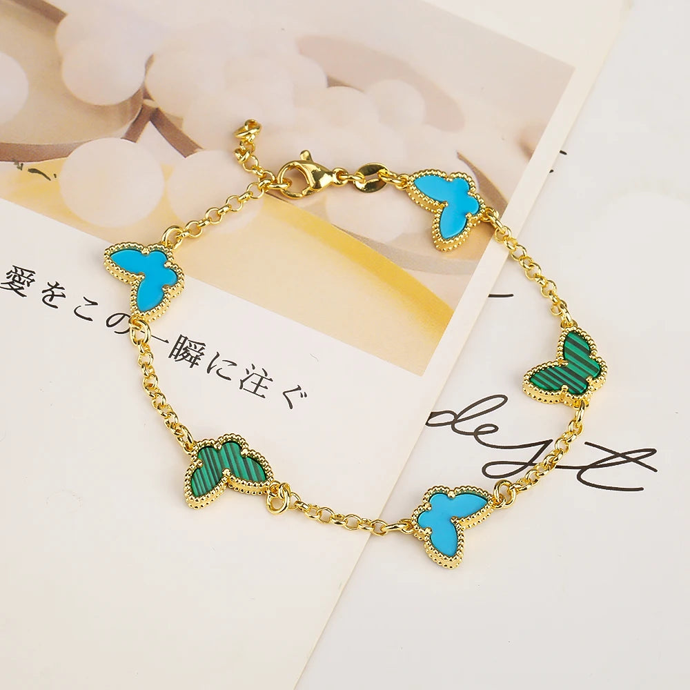 Silver Plated Rose Gold Clover Bracelet - Luxurious High Quality Jewelry for Women