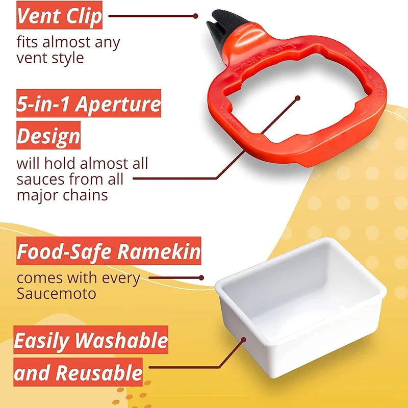 2PCS Universal Dip Clip Sauce Holders Stand Dip Clip Car Ketchup Styling Rack Basket Dipping Sauces Car Interior Accessories