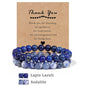 Beachwear Style Bracelet Set for Couples with Natural Amethyst Cat Eye Beads and Gift Card