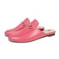 Polished Flat Mule Slippers for Women with Chain Detail