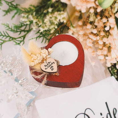 Heart Shaped Wooden Candle Holder Wedding Table Centerpiece