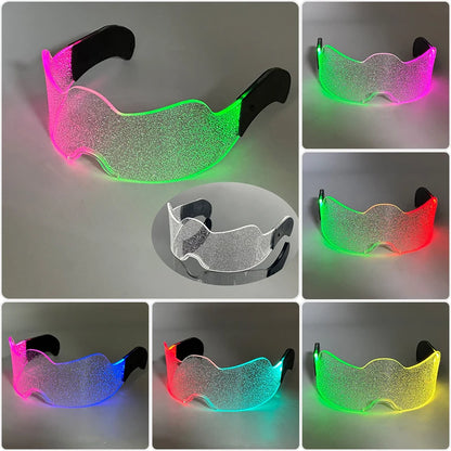 LED festival glasses with crystal bead illumination and glowing plastic frames