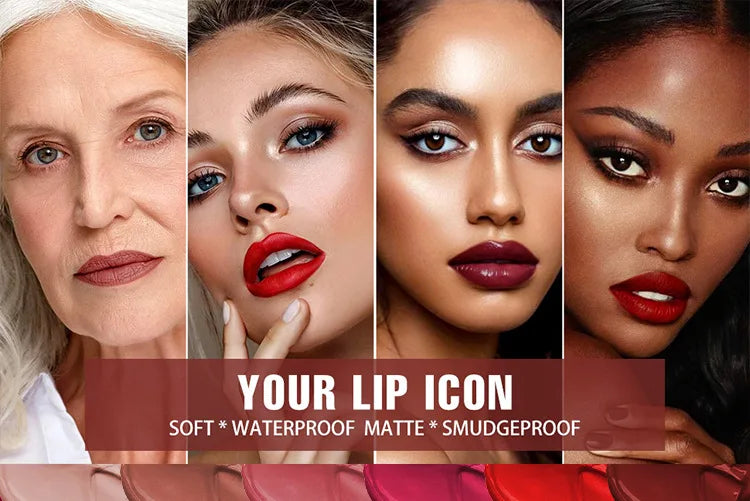 3 PCS Matte Ink Liquid Lipstick Long Lasting Velvet Nude Lip Gloss Non-stick Cup Waterproof Lips Tint Waterproof Make Up