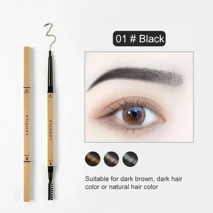 Waterproof eyebrow pencil with triangular tip and brush