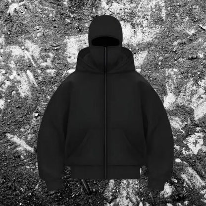 Unisex Hooded Jacket with Double Hood and Zipper Closure in Loose Fit for Spring and Autumn