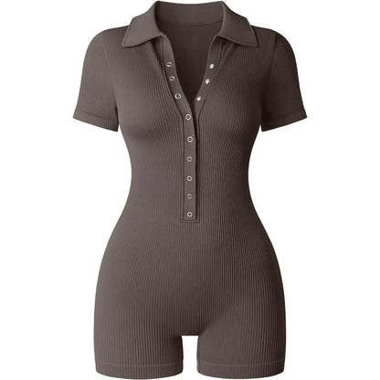 Breathable Collared Jumpsuit with Cinched Waist