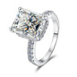 Radiant Ring Moissanite with Emerald Cut in Sterling Silver