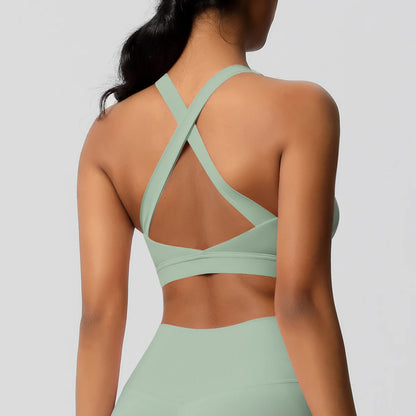 Women’s Yoga Bra Crop Top Nylon Elastane Supportive Sling Back