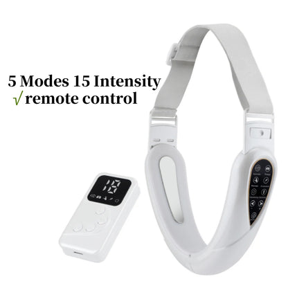 Jawline facial massager with EMS pulse vibration and heat
