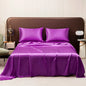 Satin Bed Sheet Sets for Summer Silky Smoooth Top Sheet with Pillowcase Single/Queen/King Ice Cooling Flat Bed Sheet Sets