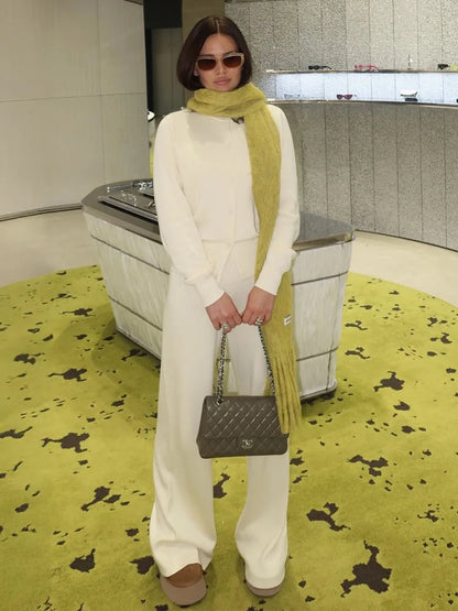 Women’s Knit Cardigan And Pants Set Slim Fit Long Sleeve Winter