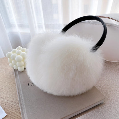 Winter Women Warm Real Fox Fur Earmuffs Girl's Earlap Ultra Large Ladies Plush Earmuff Luxury Ladies Fox Fur Earmuffs